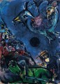 Village au Cheval Vert ou Vision à la Lune Noire contemporain Marc Chagall